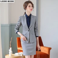 high quality formal suit women new fashion slim business long sleeve blazer and skirt office ladies work wear skirts suits
