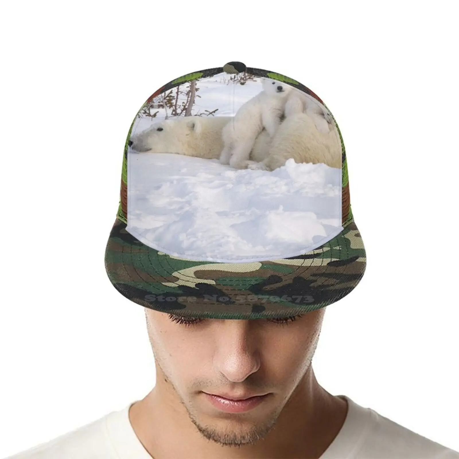 Белые медвежонки игрушечные плоская шапка зеркальная сетчатая застежка белые