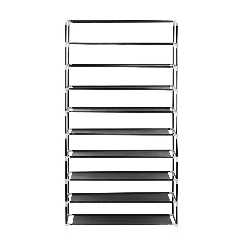 

【US Warehouse】10 Tiers Shoe Rack with Dustproof Cover Closet Shoe Storage Cabinet Organizer Black