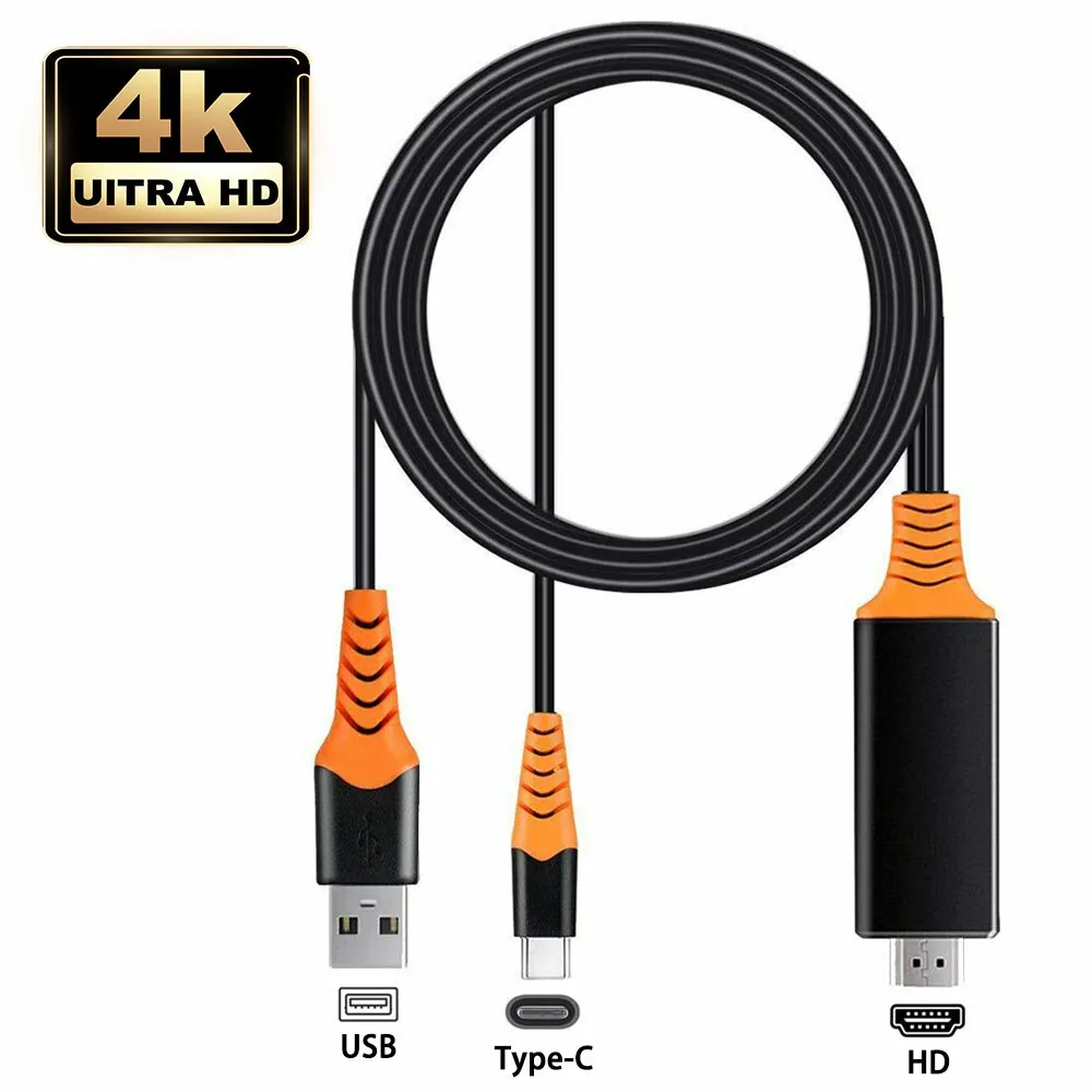 

Кабель-переходник с USB Type-C на HDMI, конвертер 4K, Type-C, Thunderbolt 3, MacBook, Huawei Mate 40, USB Type-C на HDMI