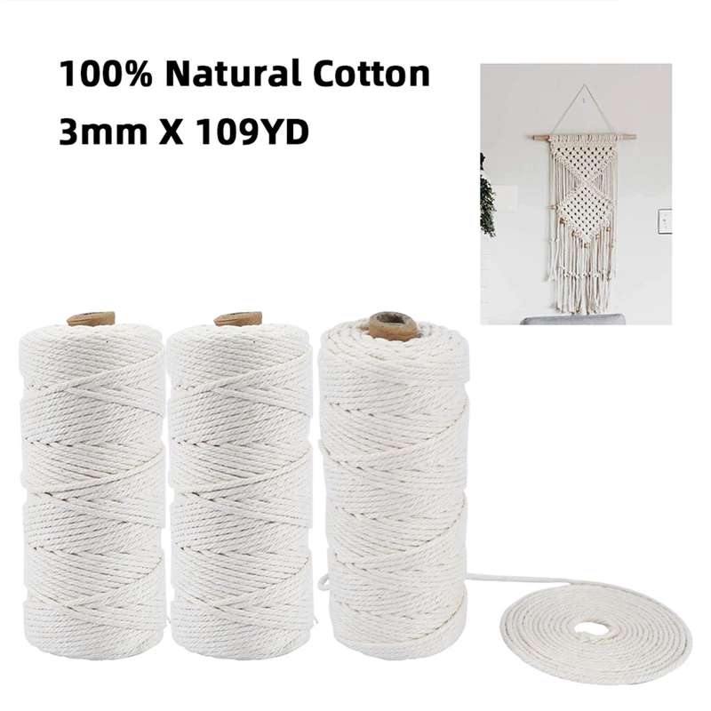 

1 Roll Cord Rope Twisted String Cotton Cord For Handmade Natural Beige Rope DIY Home Accessories Gif