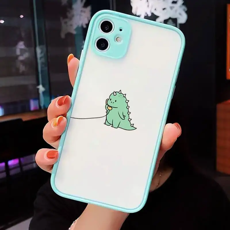 

Animal Cute Dinosaur Phone Case Matte Transparent For iPhone 12 Mini 11 Pro XR XS Max 7 8 Plus