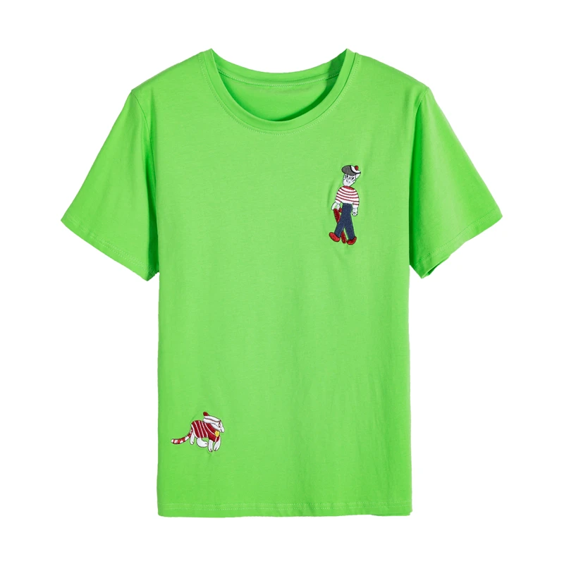 Женская футболка с круглым вырезом XJXKS Повседневная Удобная хлопковая коротким