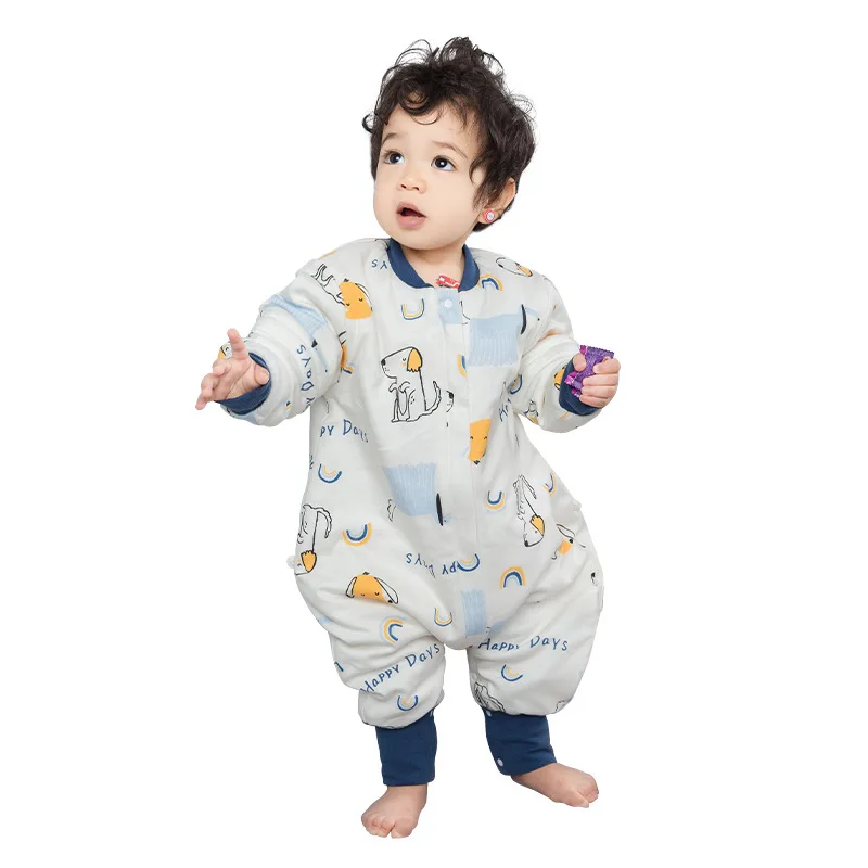 Baby Sleeping Bag Thickened Pure Cotton Baby Sleeping Bag Air-conditioned Room Anti-kicking and Child Sleeping Bag Split Legs