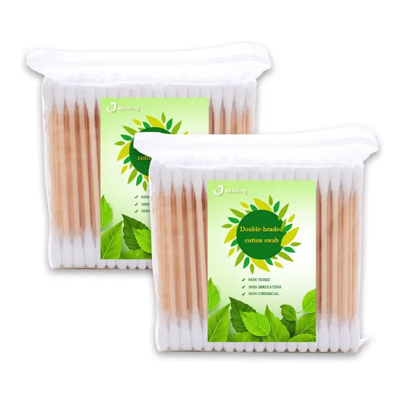 

2020 Multi-Purpose Double Round Tips Cotton Swabs with Strong Wooden Sticks Cotton Buds