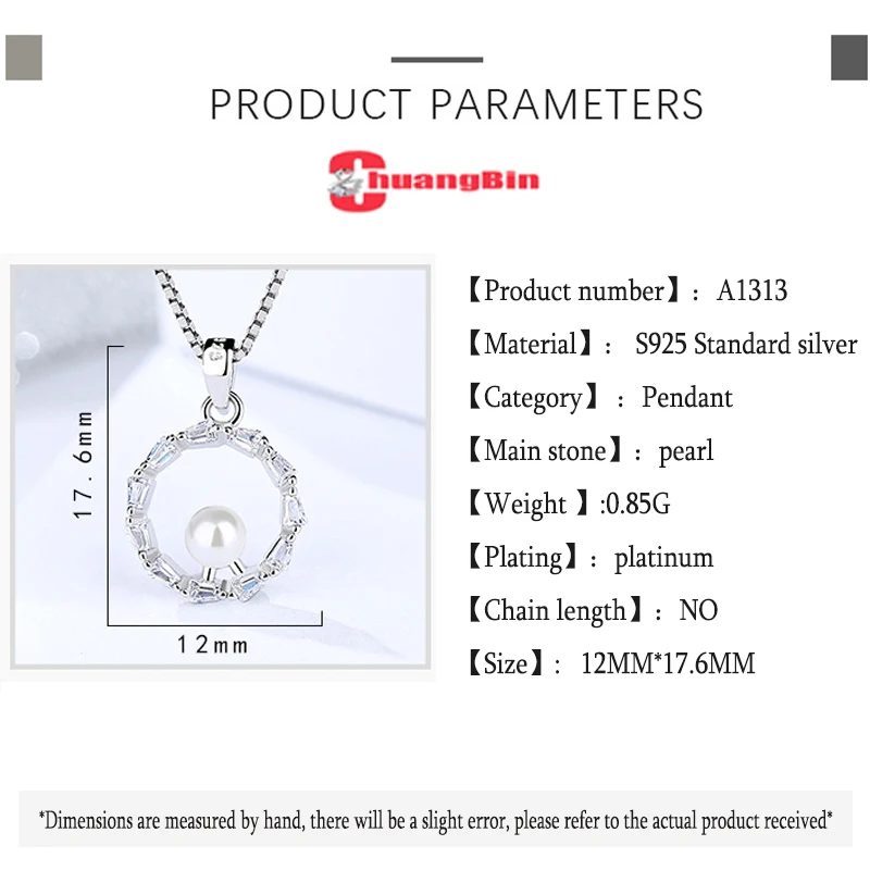 

Genuine S925 sterling silver ladies gift Micro inlay pendant Korean personality zircon fashion simple pearl pendant silverware