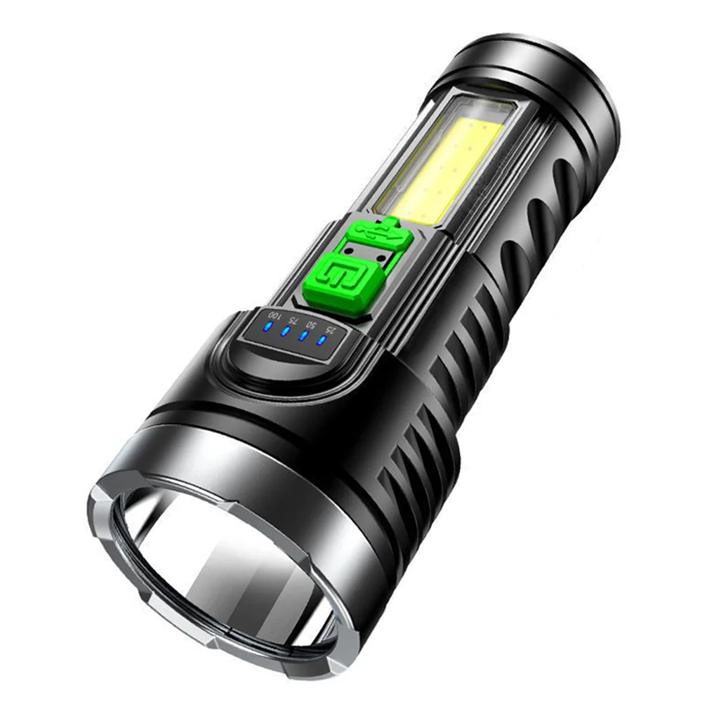 

Plastic Flashlight COB Strong Handheld Spotlight Lantern Flashlight USB Rechargeable Ultra Bright Portable Searchlight