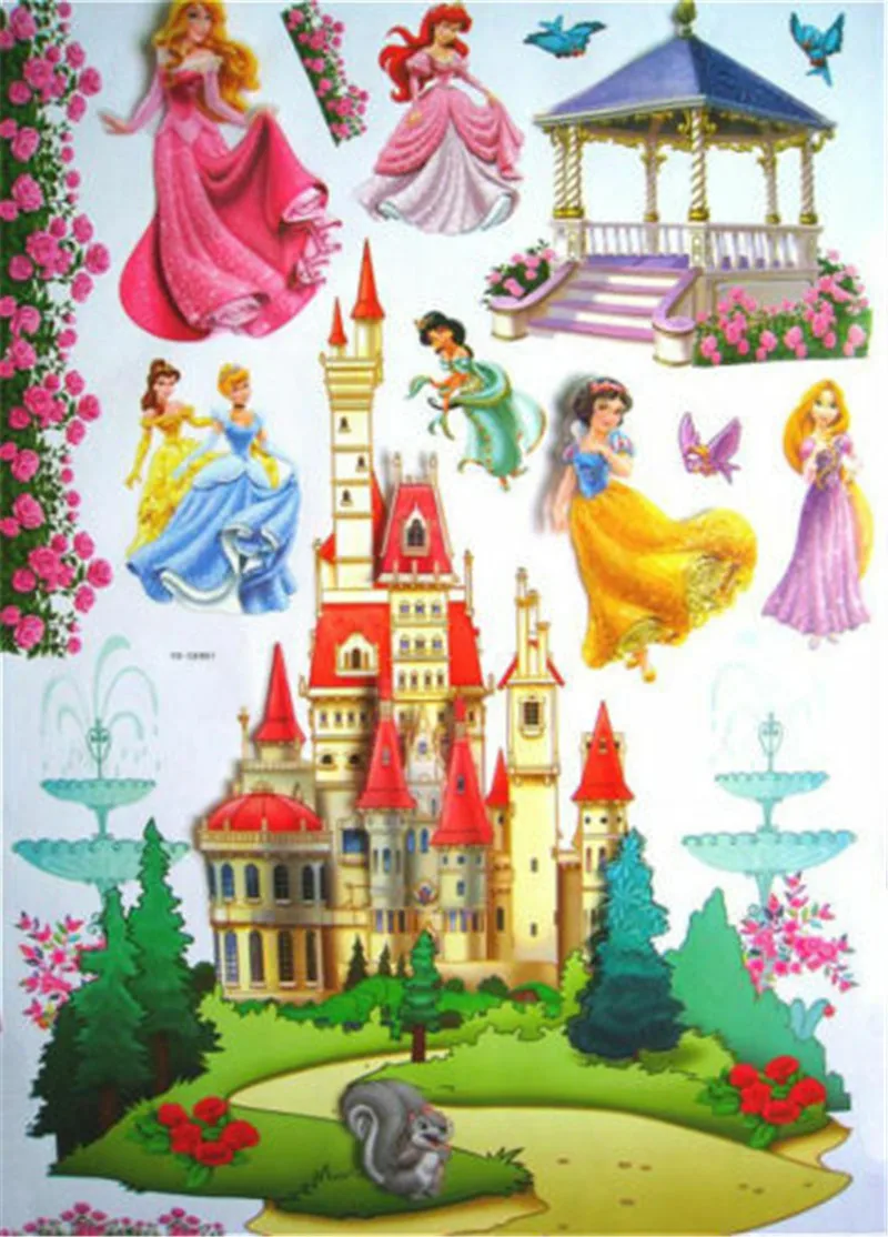 Removable Kids' Bedroom 3D Princesses Castle Wall Stickers Mural Art Decal Decor | Дом и сад