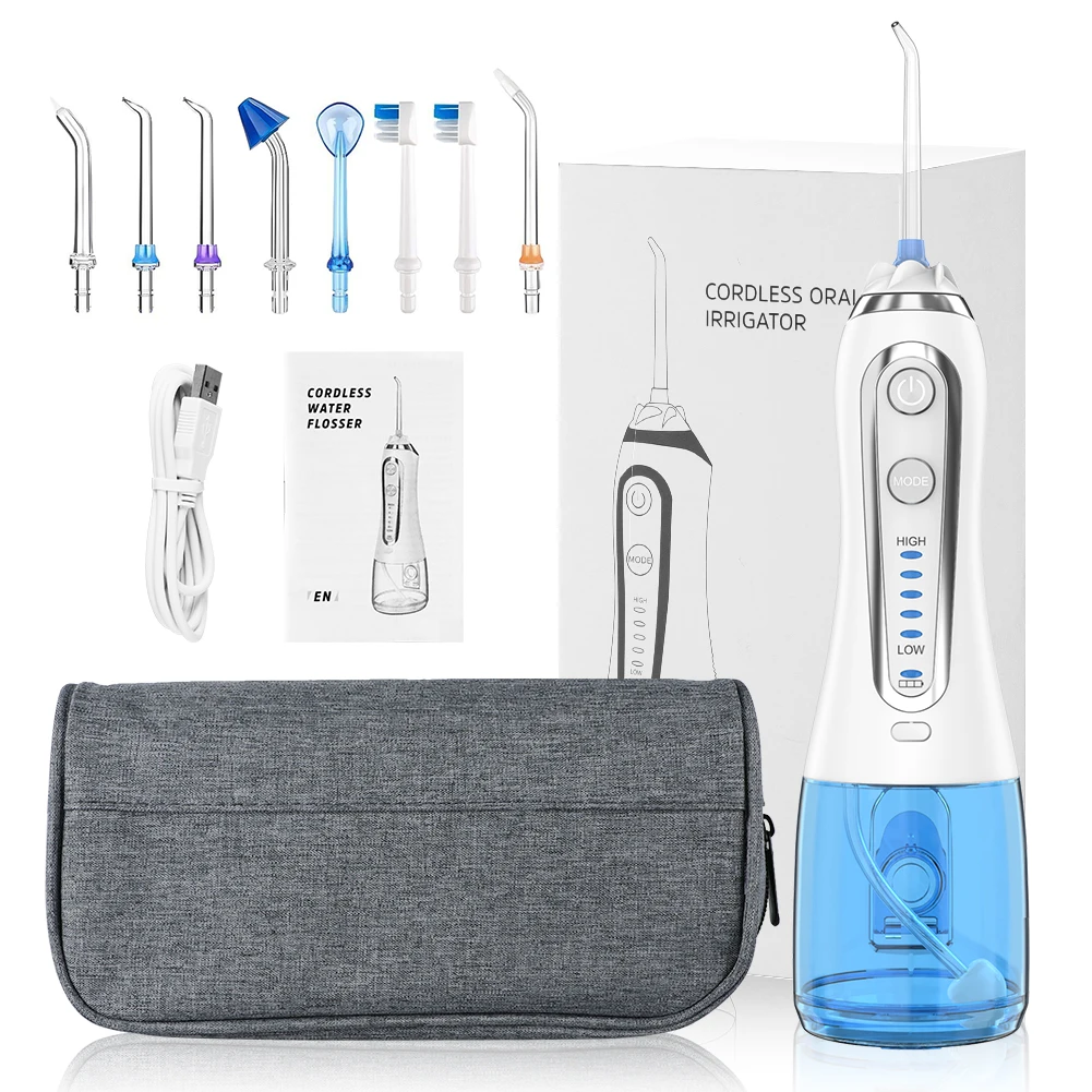 5 Modes Oral Irrigator USB Rechargeable Water Floss Portable Dental Flosser Jet 300ml Teeth Cleaner+8 | Бытовая техника