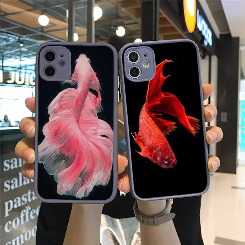 

fish art red fashion design Phone Case Matte Transparent for iPhone 7 8 11 12 s mini pro X XS XR MAX Plus cover funda