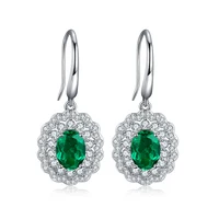2021 Zhanhao Anster Fashion Style Lab Grown Emerald 925 Sterling Silver Jewelry Earrings