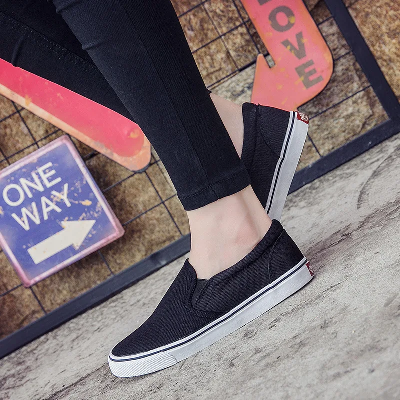 

canvas shoes men's shoes lazy all black shoes men's casual solid color foot pedal
