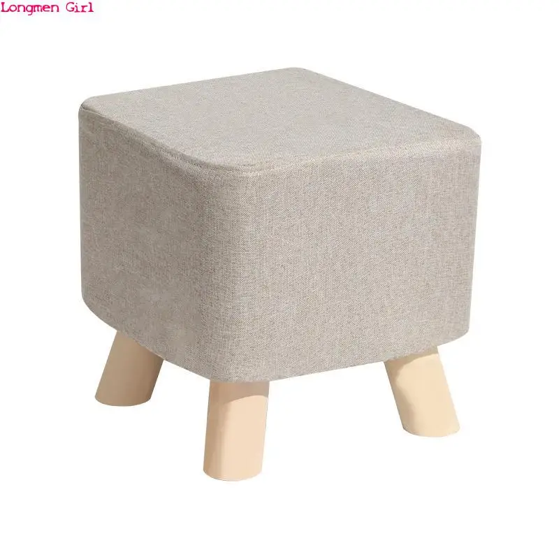 

Living Room Furniture Padded Stools Modern Simplicity Ottoman Creative Solid Wood Fabric Footrest Outdoor Leisure Small Stool