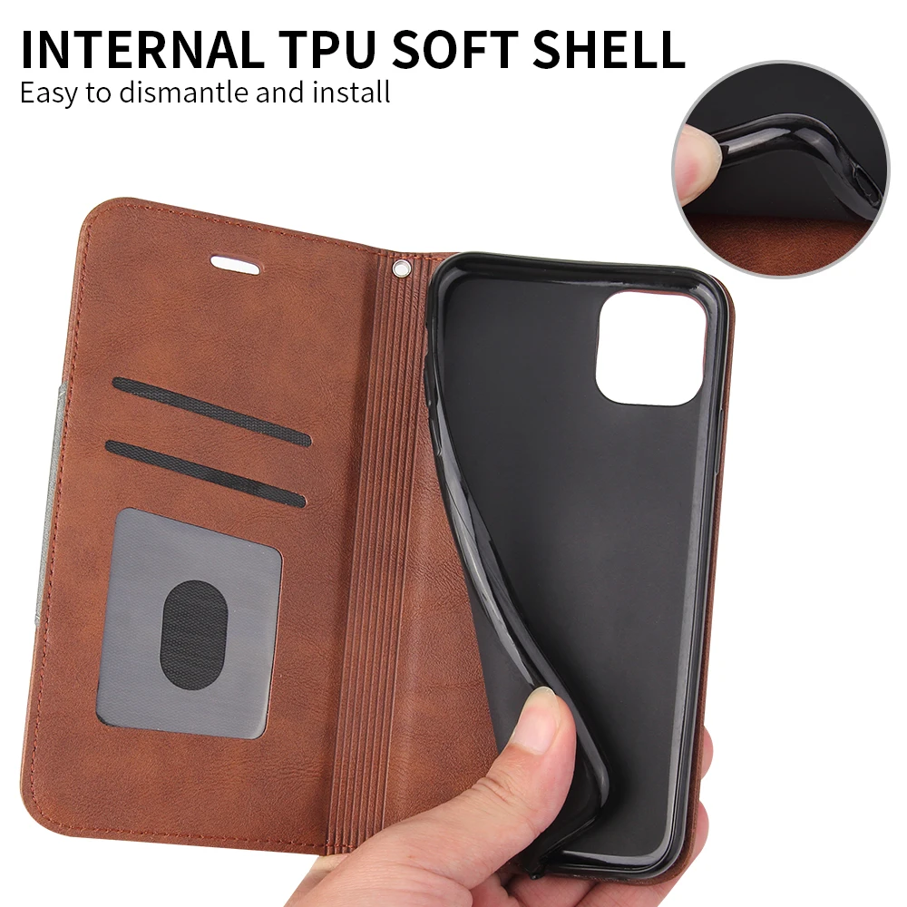 Магнитный кожаный чехол-книжка с бумажником и подставкой для Xiaomi 10 9T CC9E 9 Redmi 6 7 7A 8