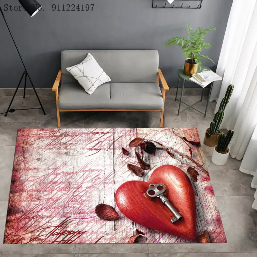 

3D Happy Valentine's Day Floor Rug Chocolate Doormat Love Bear Carpet Room Bedroom Kitchen Living Room Non-slip Mat For Adult