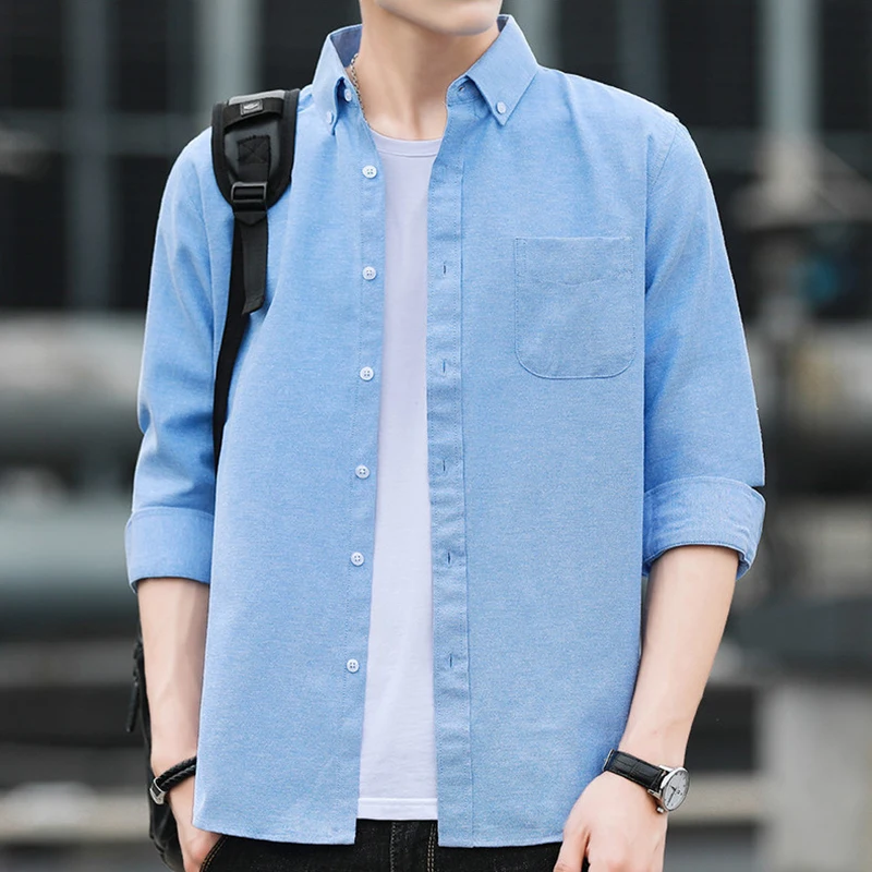 

2020 New Men Fashion Casual Long Sleeved shirt Slim Fit Male Fit Oxford Cotton Shirt Men Clothing Soft Comfortable Casual Shirts