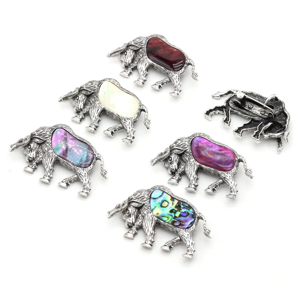 

1pcs Natural Shell Alloy Abalone White Purple Blue Red Brooches Pins For Women Animal Jewelry Accessories Gifts Size 35x55mm