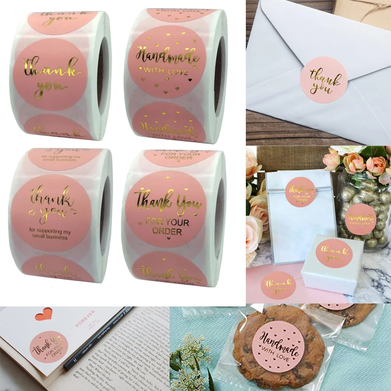 

500pcs Large Pink Thank You for Your Order Sticker Packing Seal Labels Handmade sticker