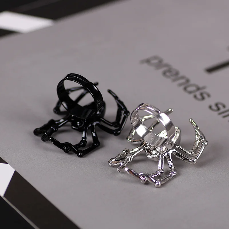 Кольцо с пауком для мужчин и женщин регулируемое в готическом стиле имитация