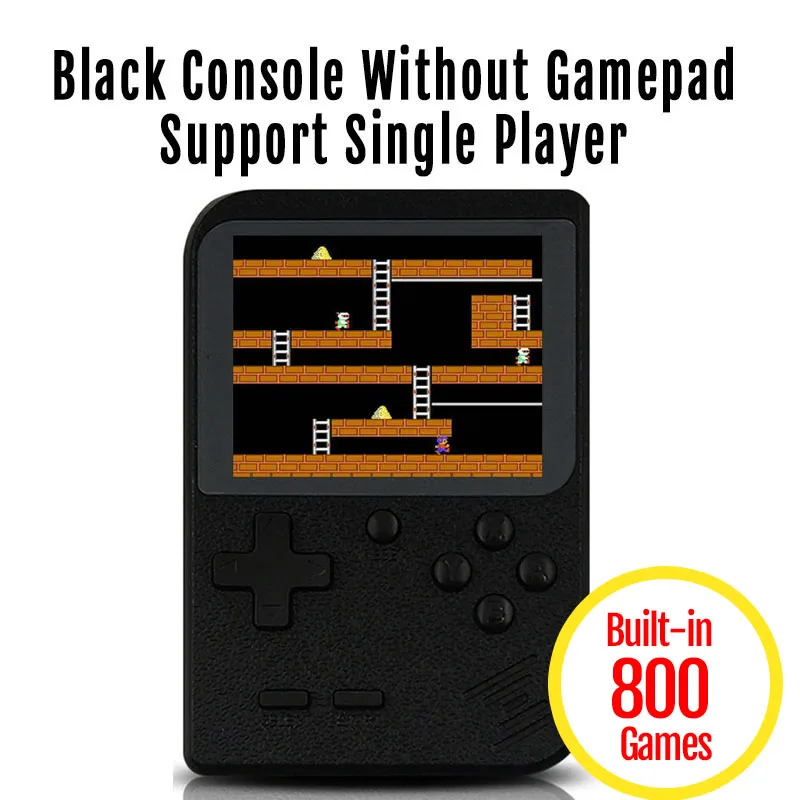 Only Black Console 800 в 1 Ретро видео игровая консоль портативная игра портативная Карманная игровая консоль мини портативный плеер для детей подарок - Цвет: Only Black Console