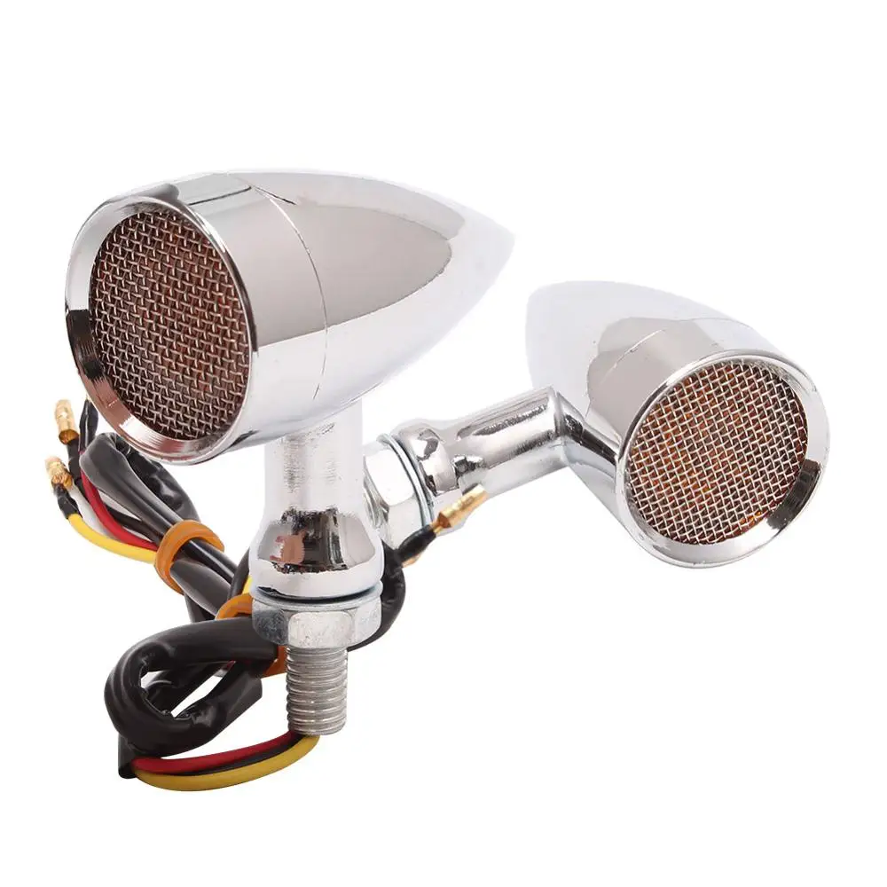 Motorcycle Aluminium Retro Bullet LED Turn Signal Brake Light Mesh Lens For Harley Chopper Bobber Yamaha Honda |