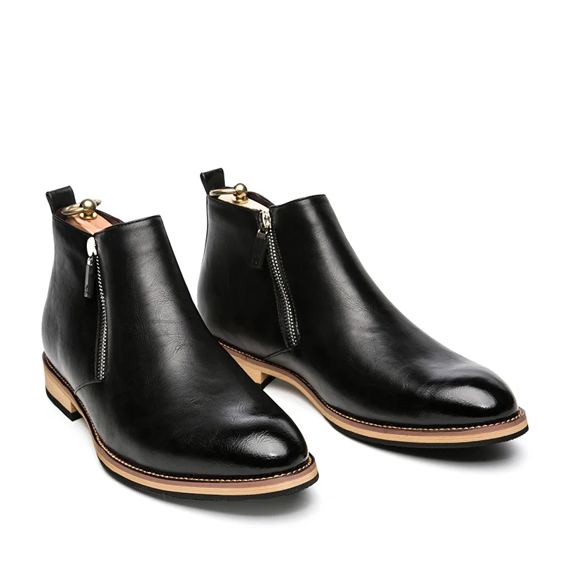 

New Men's Boots Chelsea Fashion Shoes PU Leather Casual Shoes Men Classic Trend All-match Business Dress Shoes Formal Boots Man