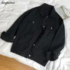 Базовая куртка, Женская однобортная однотонная верхняя одежда, простая Осенняя модная универсальная уличная одежда в стиле Харадзюку, свободная