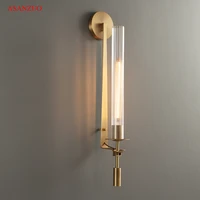 post modern light luxury copper wall lamp living room study hotel sample room pure copper decorative wall light