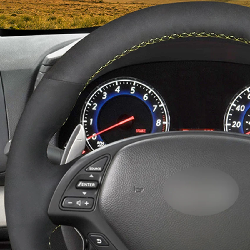 

Black Suede DIY Car Steering Wheel Cover for Infiniti G G25 G35 G37 2007-2013 EX EX35 EX37 2008-2013 Q Q40 Q60 QX50 (US)