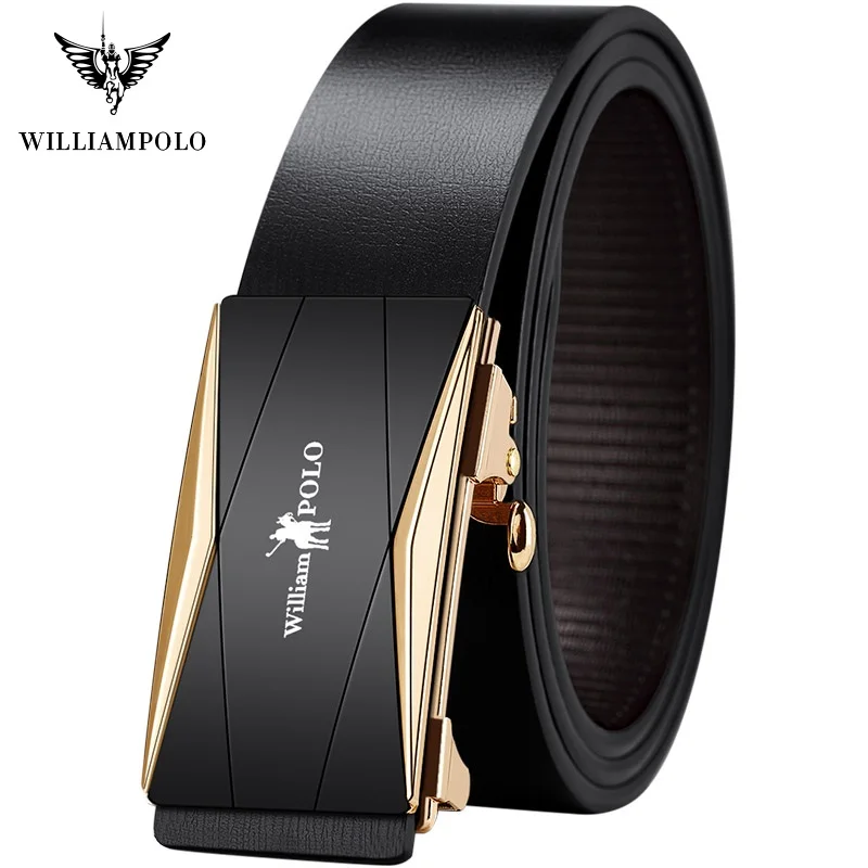 Мужской брендовый ремень из натуральной кожи WilliamPolo кожаный высокого качества с
