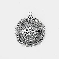 6pcs antique silver round boho ethnic floral hollow charms pendant for diy necklace jewelry making findings