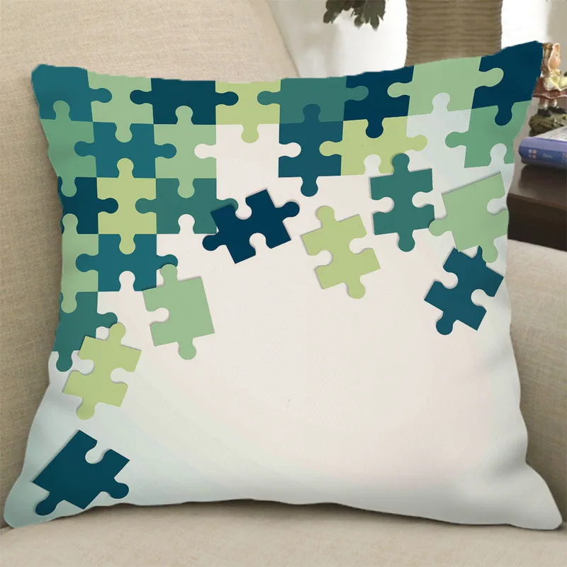 &quotJigsaw&quot двусторонняя набивная домашняя бархатная наволочка из конопляной