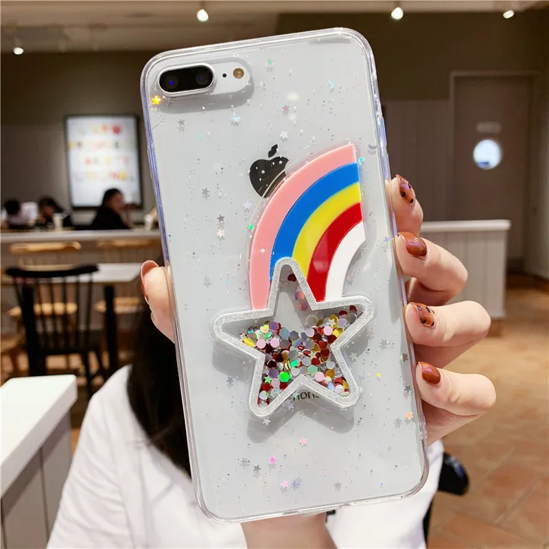 GYKZ 3D радужный блестящий чехол для телефона iPhone 7 XS MAX XR X 8 6 6s Plus мультяшный облако