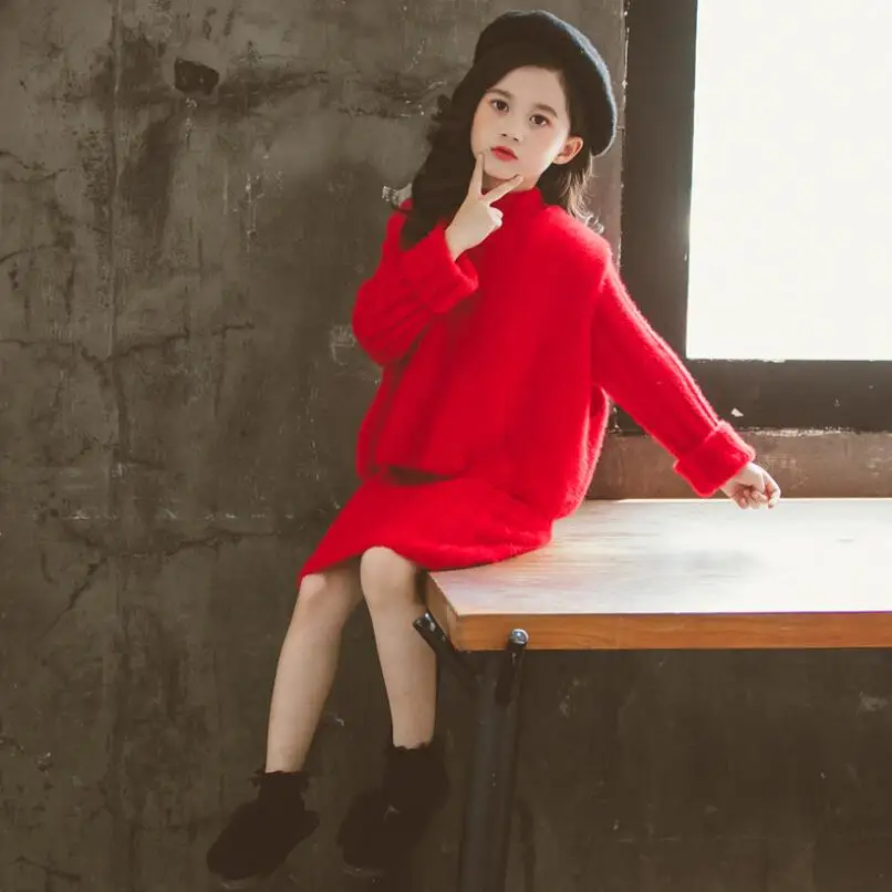 Комплект одежды для маленьких девочек-подростков трикотажный пуловер свитер