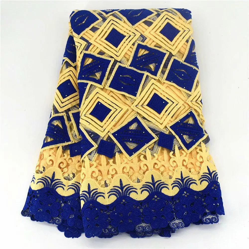 

SJ Lace High Quality African Nigerian Tulle French Lace Fabric Embroidery Milk Silk Voile Cord Wedding Party Dress gx2-90