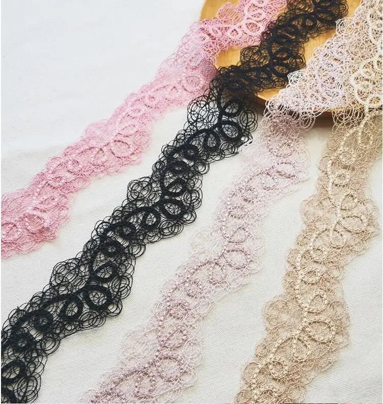 2 м/лот 5 8 см ширина розовая черная кожа красивая кружевная отделка Кружевная