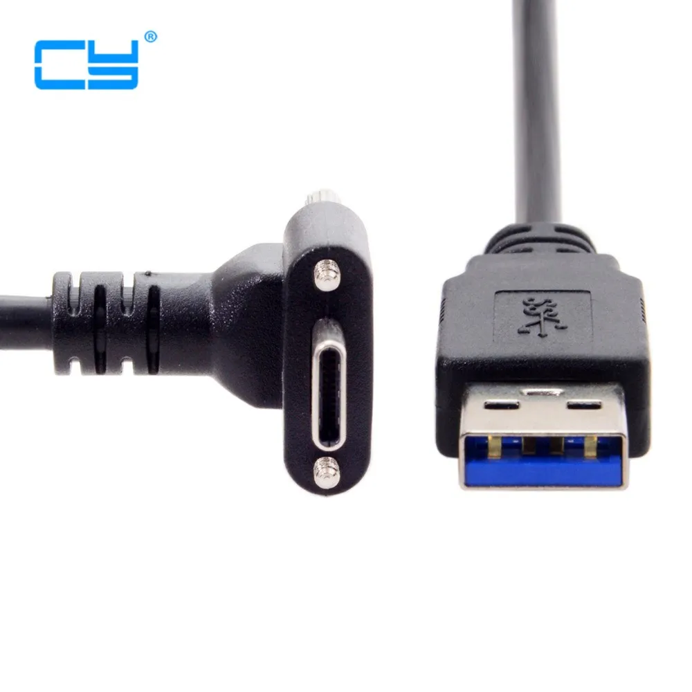 Кабель для передачи данных с двумя винтами USB 3 1 и Type C 90 градусов 120/300/500/3/5