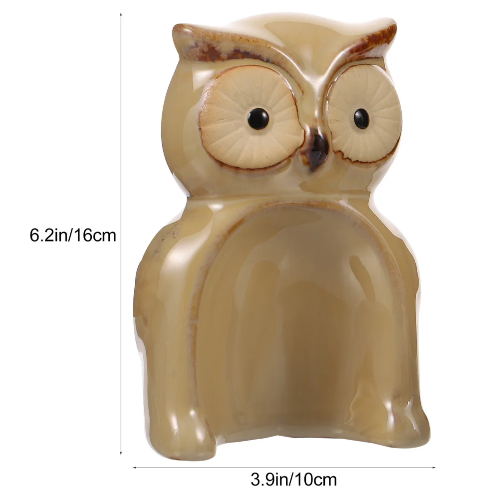 

3Pcs Ceramic Owl Decors Room Desktop Adornments Home Decorations (Khaki)