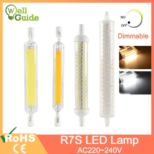 Приглушаемая Светодиодная лампа R7S 6 Вт  15 Вт, сменная галогенная трубка для точечного освещения, галогенный светильник переменного тока, 220 В, 240, 78 мм, 118 мм, 135 мм, 50 Вт, 100 Вт, 150 Вт, 200 Вт