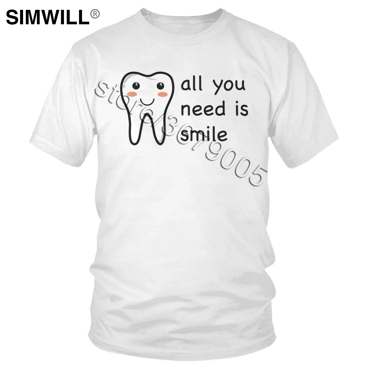 

Funny Tooth Dentist Tee Men Pure Cotton Dental Dentistry Tshirt All You Need is Smile T Shirt Short Sleeve O-neck Summer T-Shirt