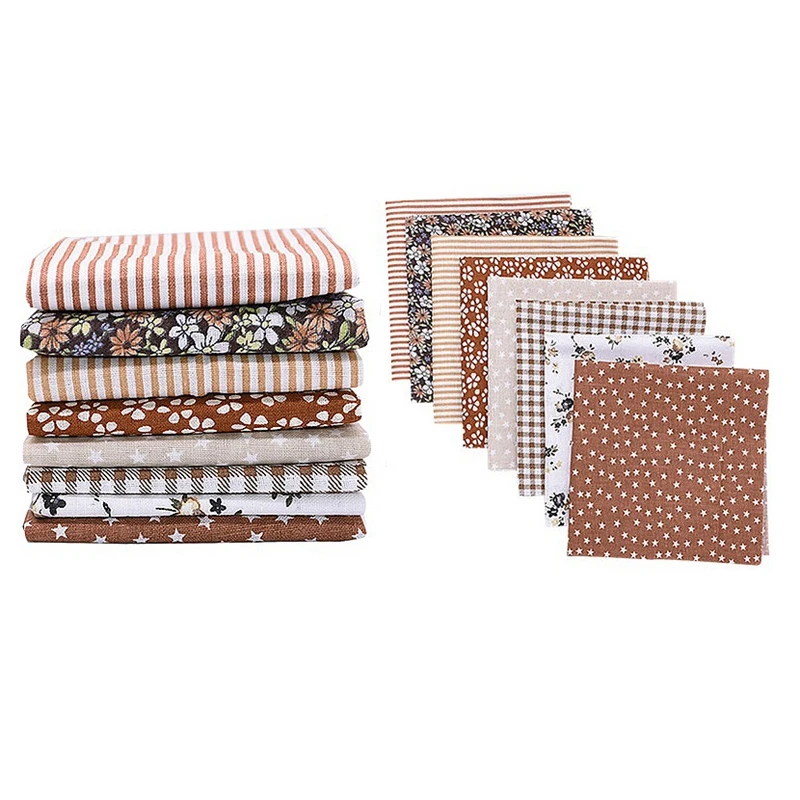 

8Pcs Assorted Floral Printed Cotton Cloth Sewing Quilting Fabric for Patchwork Needlework DIY Handmade Material