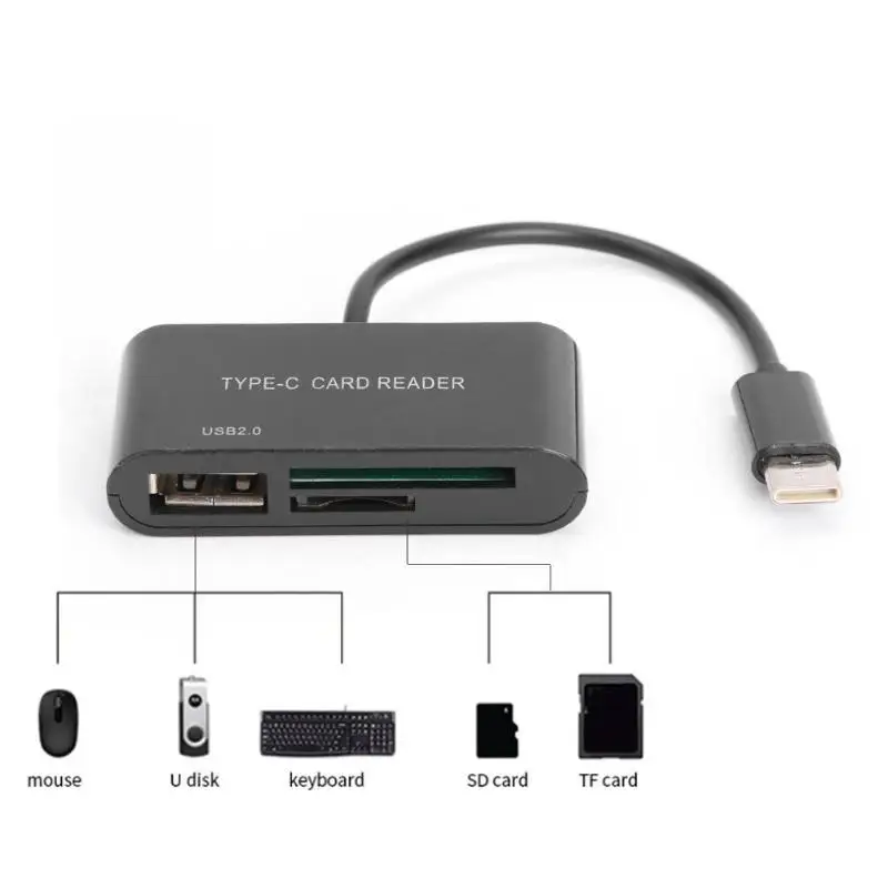 Устройство для чтения карт памяти Micro SD/TF 3 в 1 USB Type C адаптер OTG кардридер Macbook