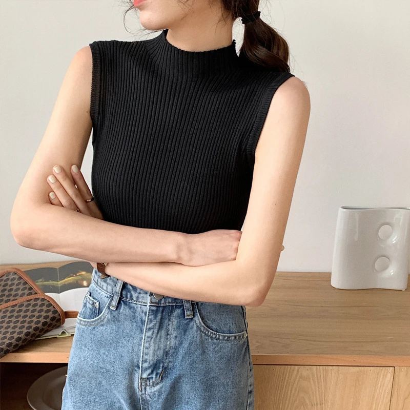 

Sexy Knitted Crop Top Shirt Tank Top Women Casual Streetwear Clothing For Women