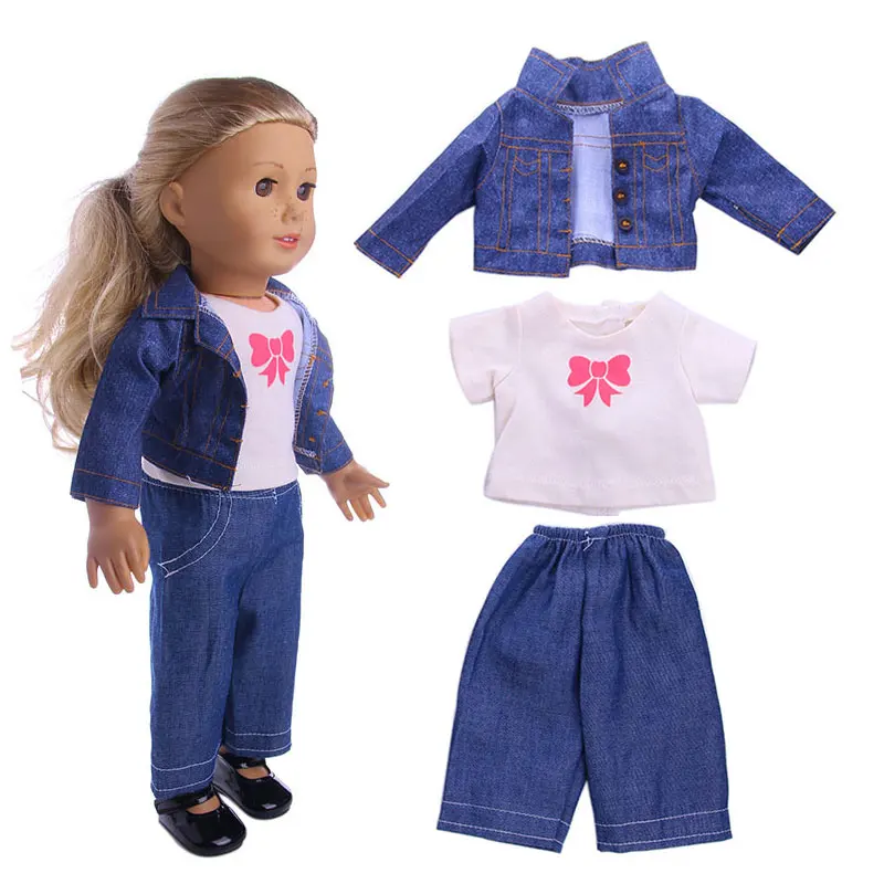 Blue Pants 3Pcs 4 шт./компл. Соединенные Штаты куклы девушки комплект одежды зимнее пальто для девочек платье с юбкой-пачкой+ леггинсы для девочек 18 дюймов комплект кукольной одежды подходит 43 см для ухода за ребенком для мам, детские куклы - Цвет: Blue Pants 3Pcs