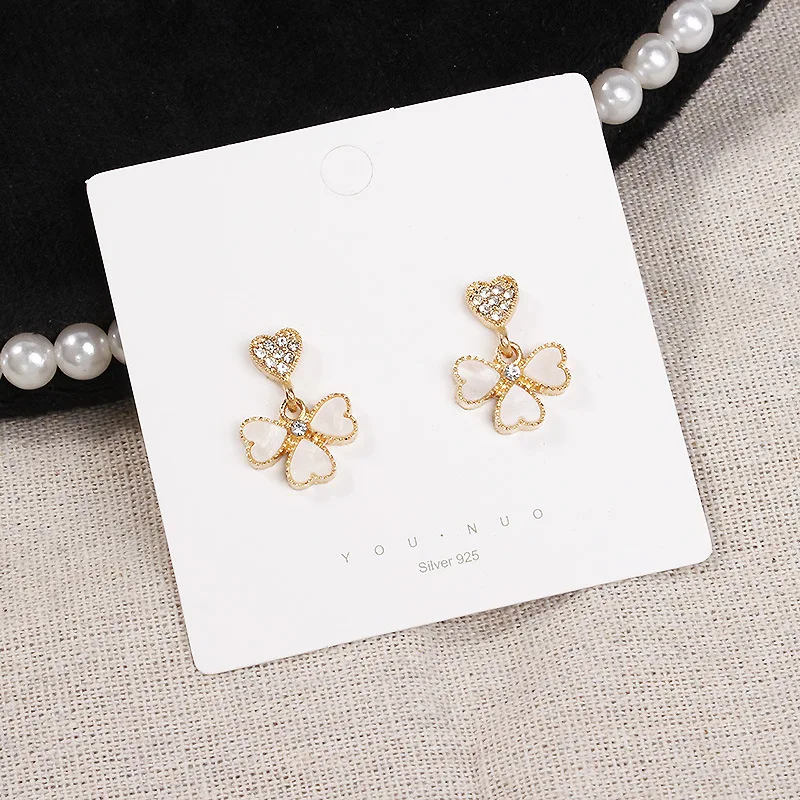 

LATS Korea Heart Dangle Earring Hypoallergenic Rhinestone Cute Earrings for Women 2020 Kolczyki Brincos Fashion Jewelry Earings