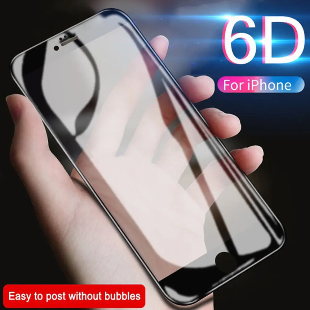 6D полное покрытие закаленное стекло для iPhone 7 8 Plus 6 6S X защита переднего экрана HD