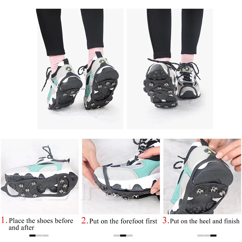Anti-Slip Crampons 8-Stud Snow Ice Claw Climbing Spikes Grips Crampon Ice Spike For Winter Snow Spikes Cleats Boots Cover 1 Pair