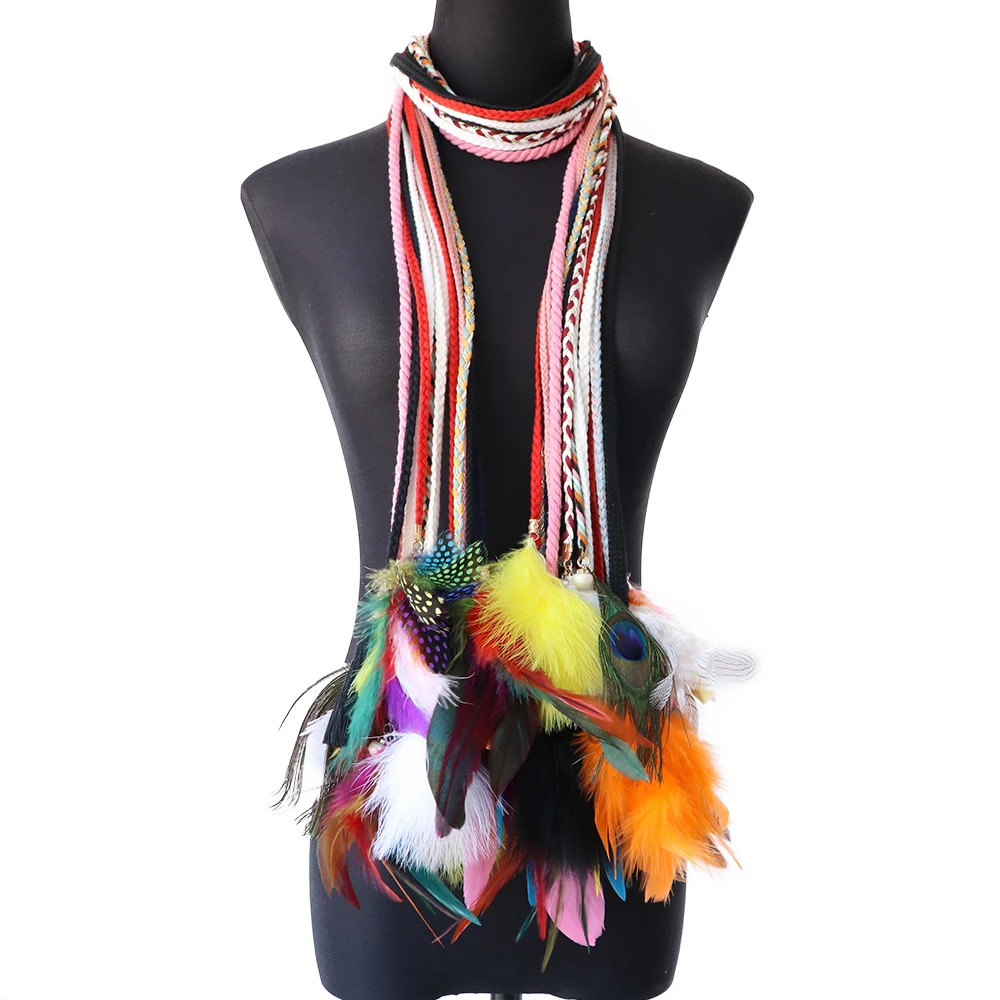 Женский плетеный ремень с перьями в этническом стиле | Дом и сад