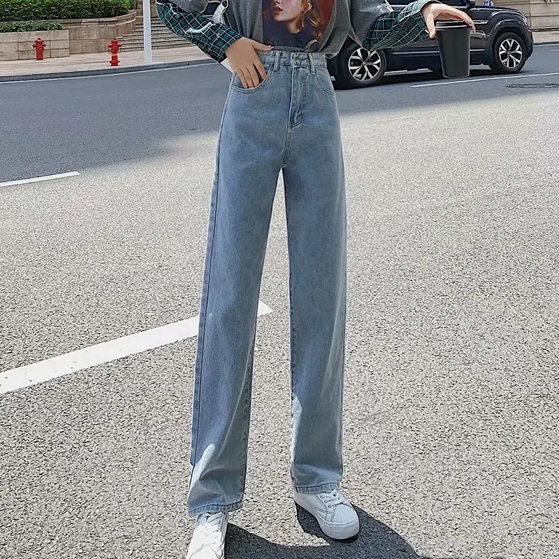 

Vintage Female Loose Jeans Women High-Waist Wide-Leg Straight Denim Pants Streetwear Summer Mopping Denim Trouser Plus Size 34