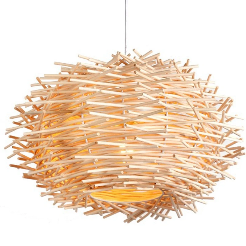 

Handmade Rattan Wicker Pendant Light E27 Lampshade Chandelier Restaurant Balcony Aisle Lighting (Bulb Not Included)